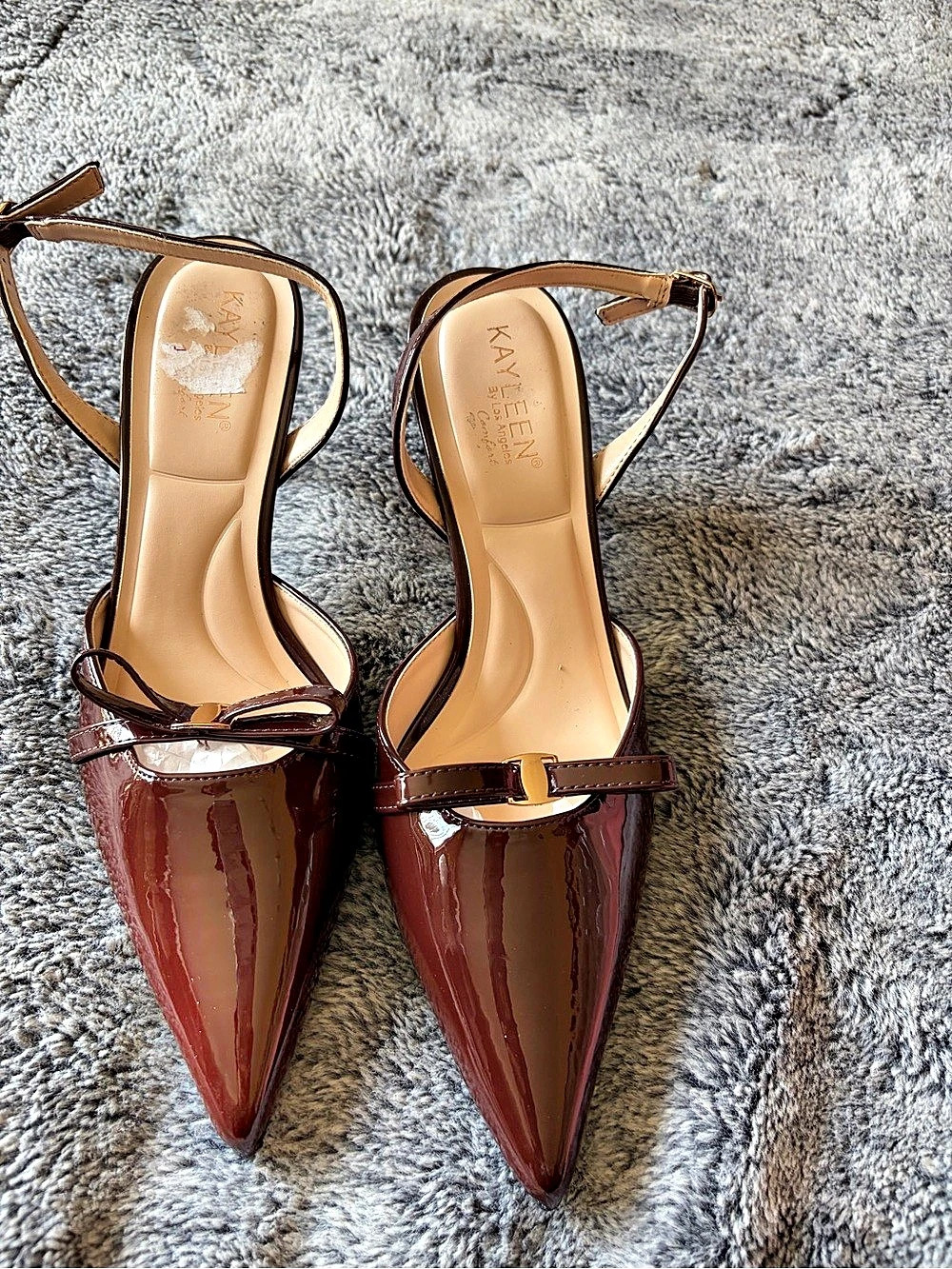 KAYLEEN Comfort Pointed-Toe Slingback Heels in Brown
